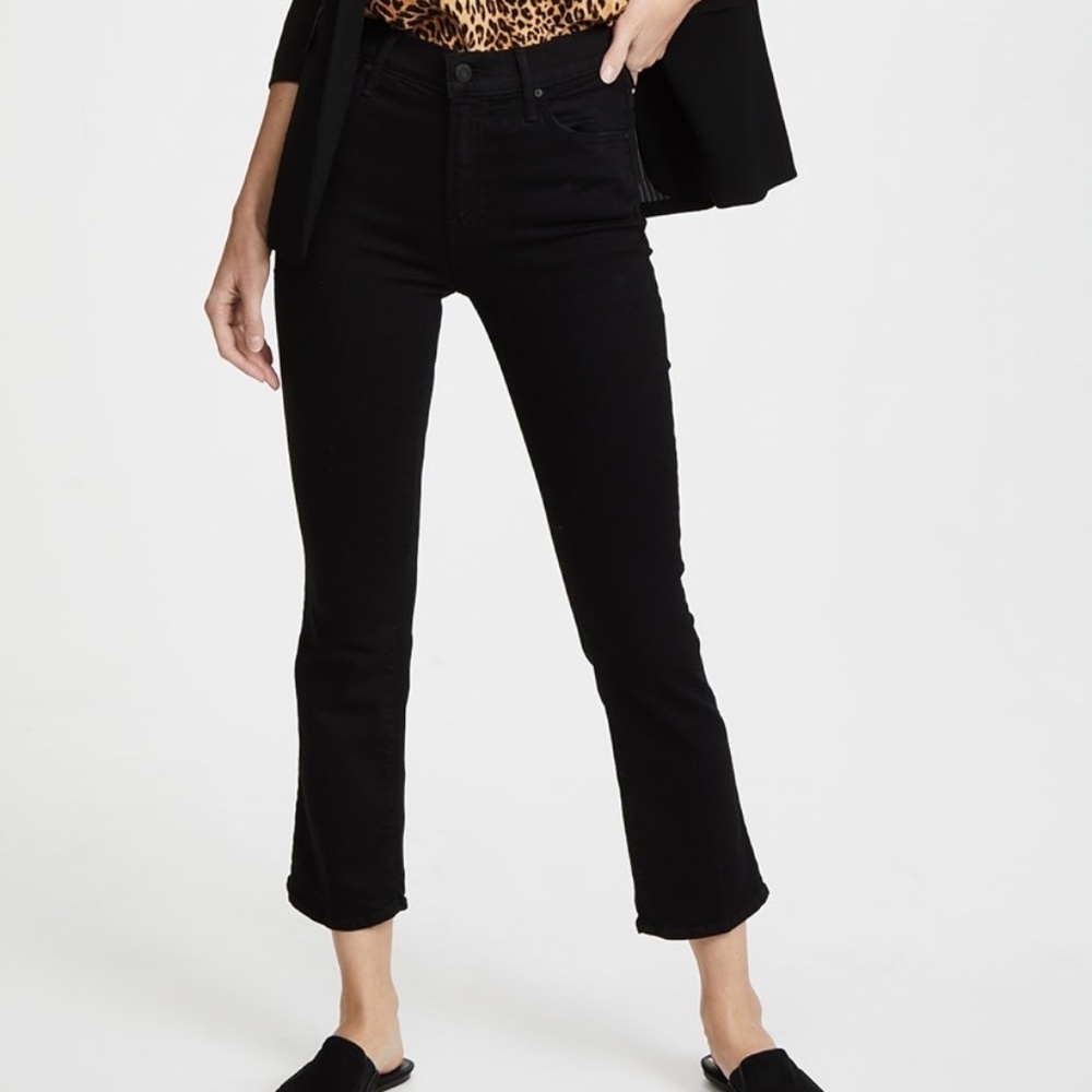 Mother Denim the insider high waist Straight leg crop not guilty Black Wash 27